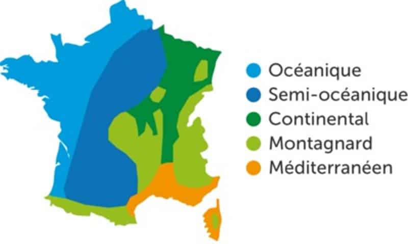 Les zones climatiques en France